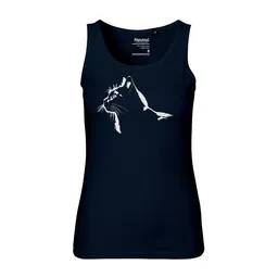 HANDGEDRUCKT HANDGEDRUCKT Frauen Tank Top "Stubentiger" aus 100% Bio Baumwolle (kbA) – Produktbild 1 von 1