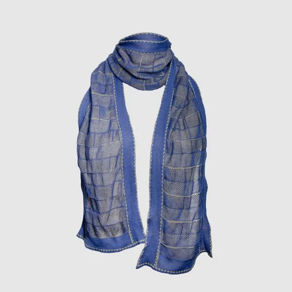 LANARTO slow fashion LANARTO slow fashion Sommerschal Shine zweifarbig aus Bio-Baumwolle Feinstrick made in germany, Blau, – Produktbild 1 von 4