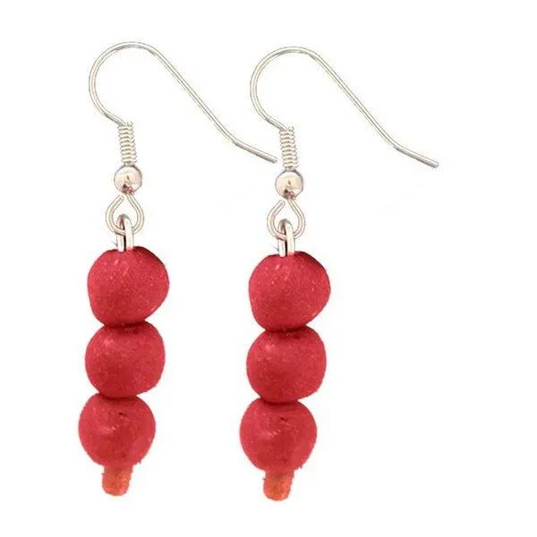 Global Mamas Ohrhänger "Pearls" aus Recycling Glas, Global Mamas, Ghana, Rot, – Produktbild 1 von 1