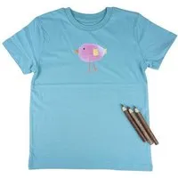 MelaDi Meladi Kinder Shirt aus Biobaumwolle - Lila Vogel auf Türkis – Produktbild 1 von 1