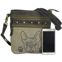 Sunsa Sunsa Upcycling Umhängetasche Hunde-Motiv klein grau – Produktbild 1 von 2