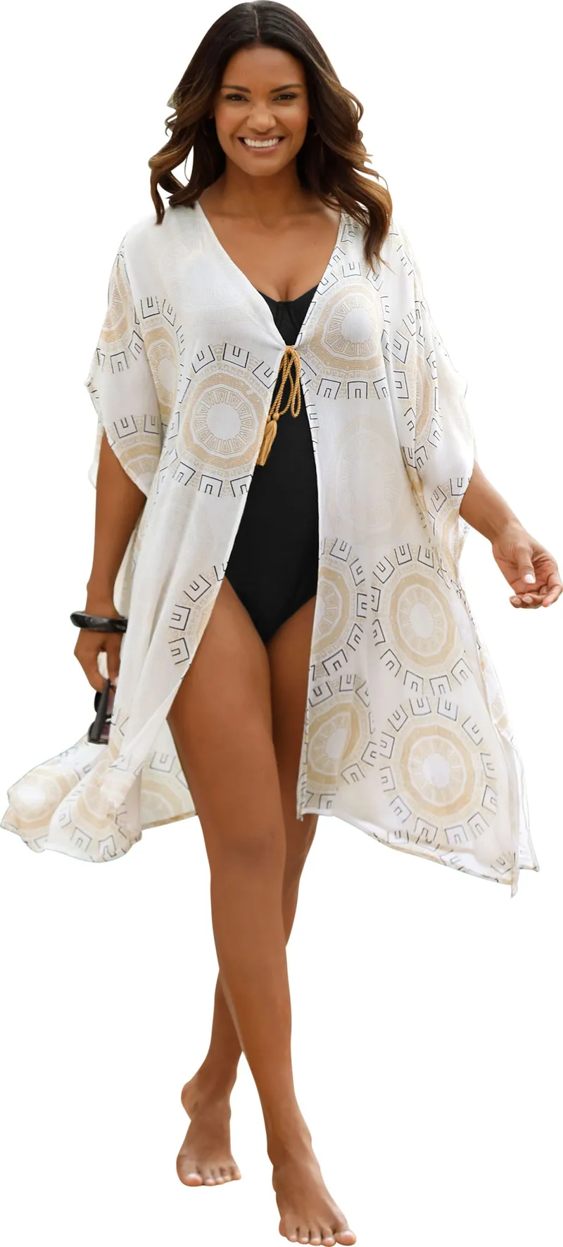 feel good Strandtunika schwarz-sand-bedruckt, Schwarz-sand-bedruckt, – Produktbild 3 von 3