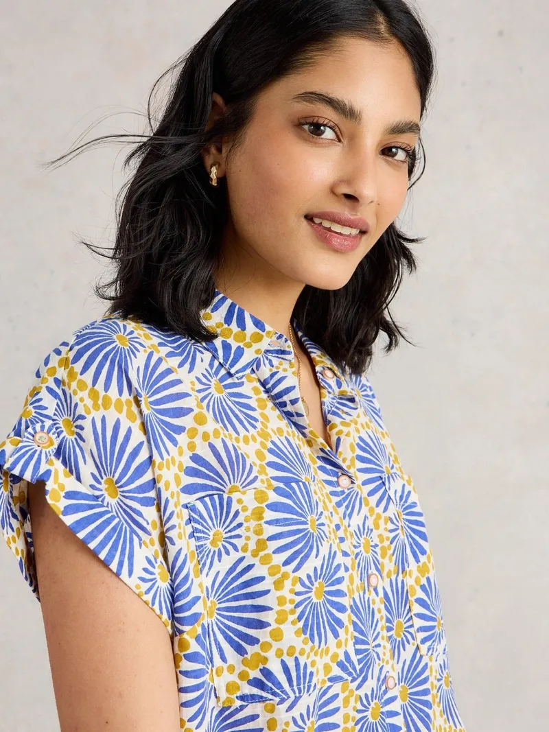 White Stuff Bluse Ellie aus Bio-Baumwolle - 34, Blau print, – Produktbild 3 von 4
