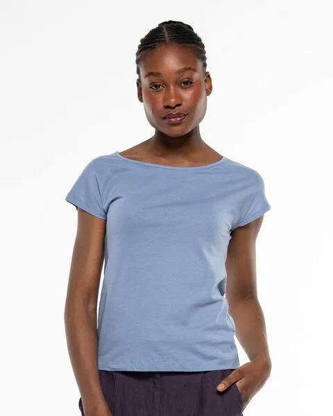 Alma & Lovis Alma & Lovis T-Shirt aus Bio-Baumwolle | Short Pure, Mittelblau, – Produktbild 1 von 4