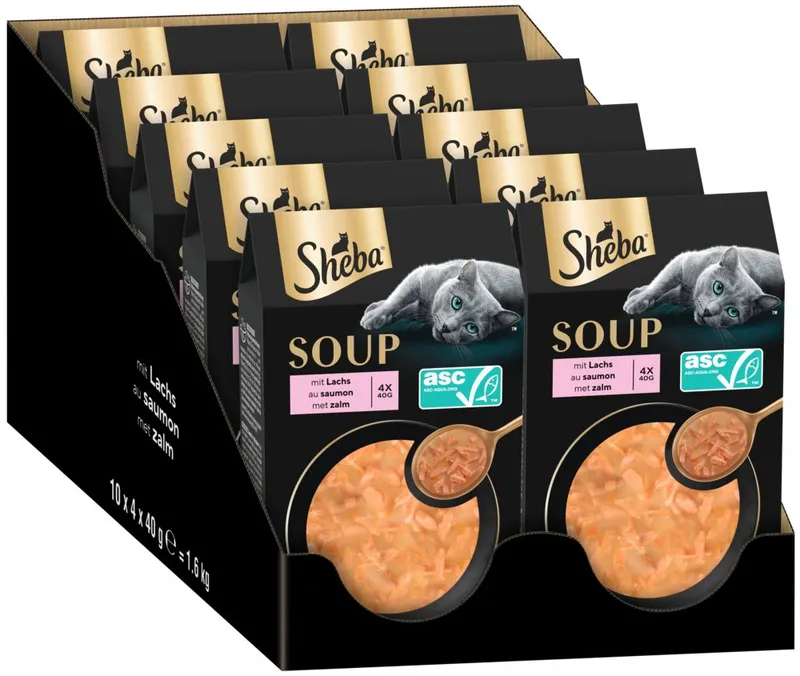 Sheba Sheba SHEBA® Portionsbeutel Multipack Soup mit Lachs 10 x 4 x 40g, Nassfutter für: Katze – Produktbild 1 von 1
