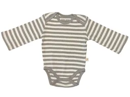 HANS NATUR Baby Langarmbody Bio-Baumwolle grau-off white Gr.74/80 – Produktbild 1 von 1