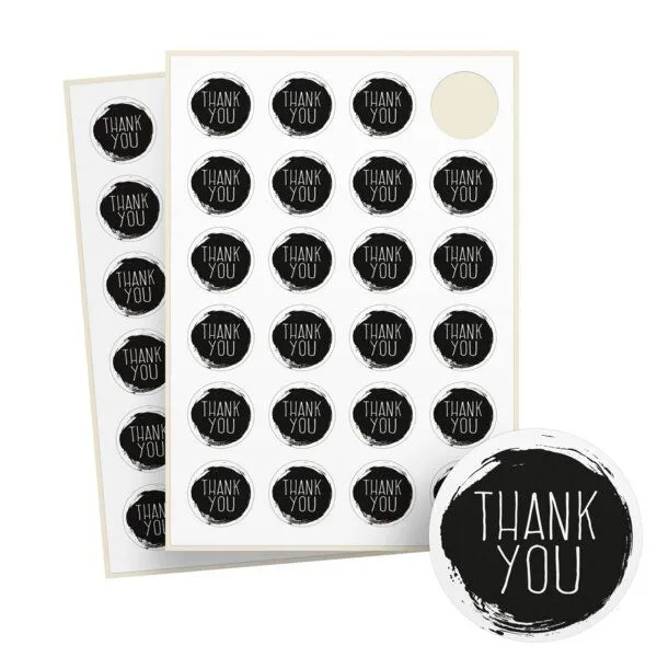 Fines Papeterie Fines Papeterie 24 Aufkleber Thank You mit verschiedenen Motiven rund auf Bogen – Produktbild 5 von 8