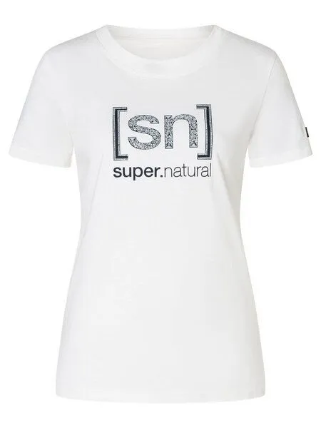 Super.Natural Super.Natural Merino T-Shirt W Logo SN Bandana Bio C Tee für Damen, White/blueberry, – Produktbild 4 von 4