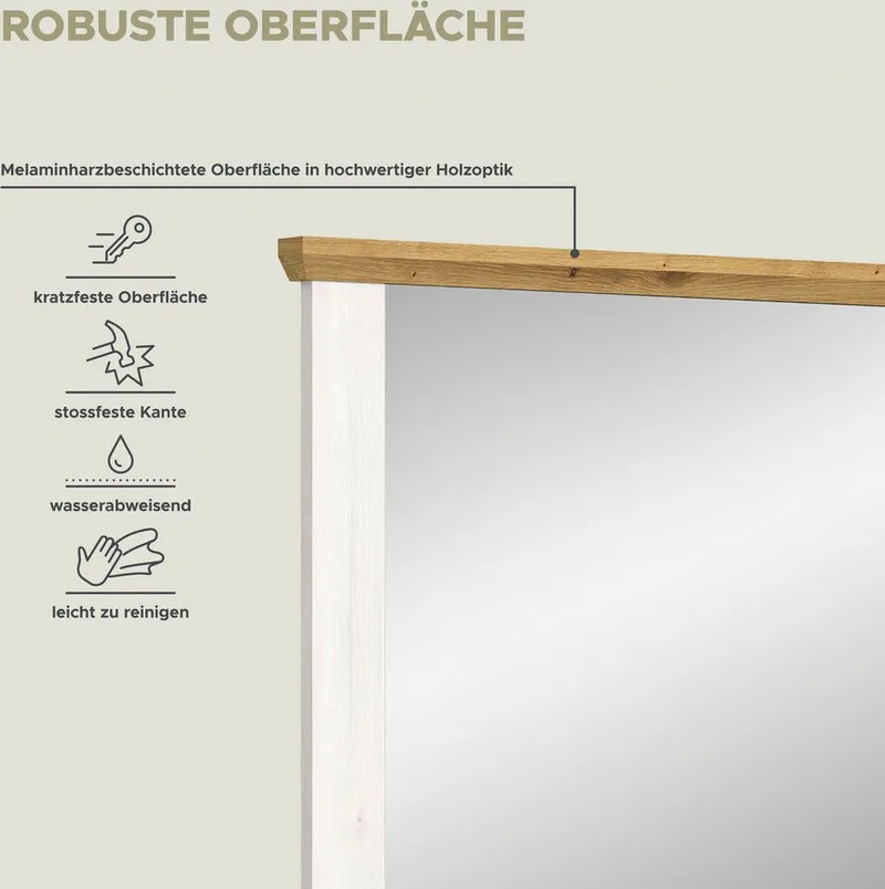 Home affaire Spiegel COSENZA, Breite 82 cm, 2-farbig, in Landhausoptik, Garderobenspiegel, Wandspiegel, Flurspiegel, Dielenspiegel, Weiß, – Produktbild 4 von 5