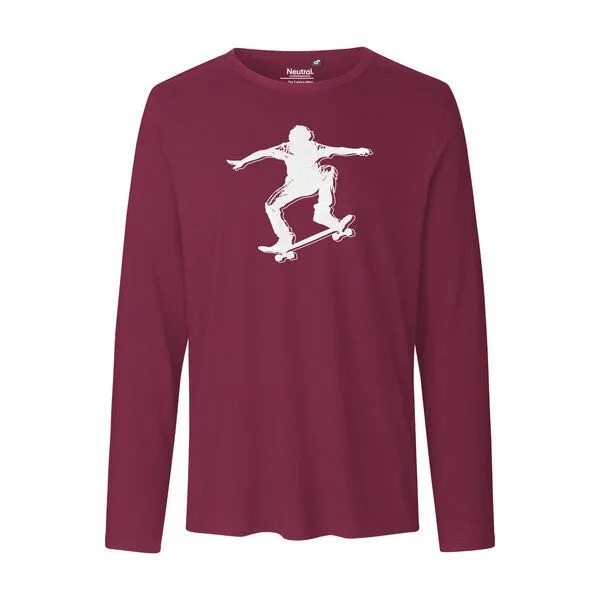 HANDGEDRUCKT HANDGEDRUCKT "Skater" Männer Longsleeve, Bordeaux, – Produktbild 2 von 3