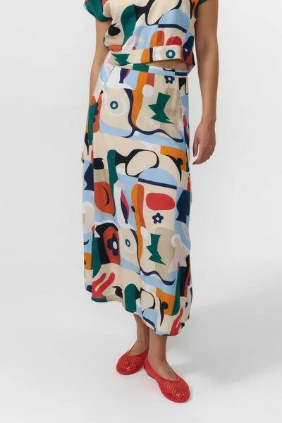 SUITE13LAB Suite13lab Damen-Midirock BORNEO im Cruise-Print, Print cruise(mehrfarbig), – Produktbild 1 von 4