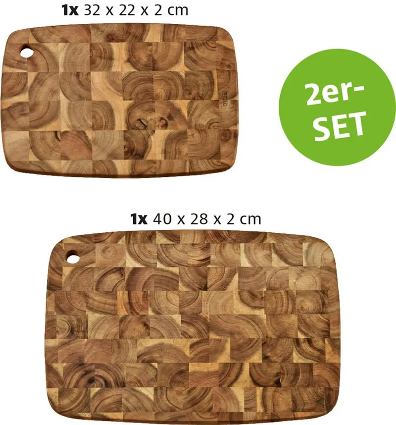 Kesper Kesper Tranchierbrett Strinholz, Massivholz, (Set, 2-St), aus FSC®-zertifizierter Akazie, Beige, – Produktbild 4 von 4