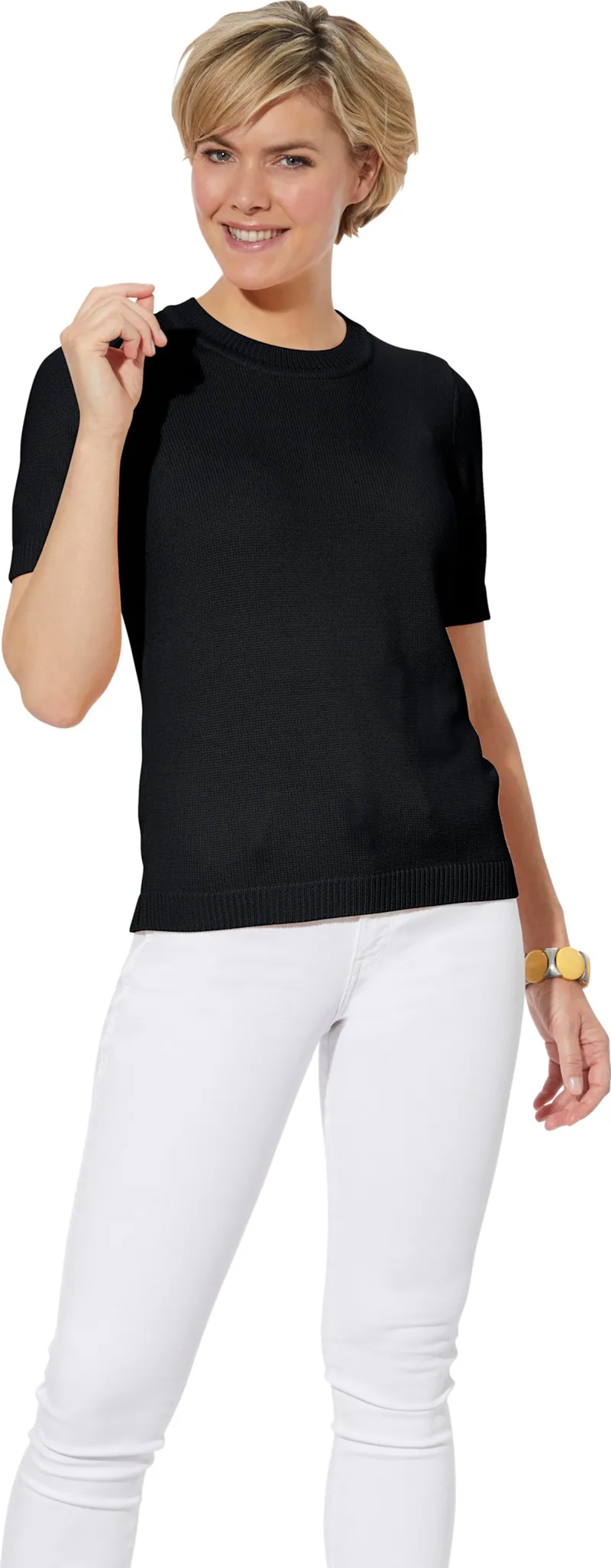 Witt Kurzarmpullover, Schwarz, – Produktbild 2 von 2