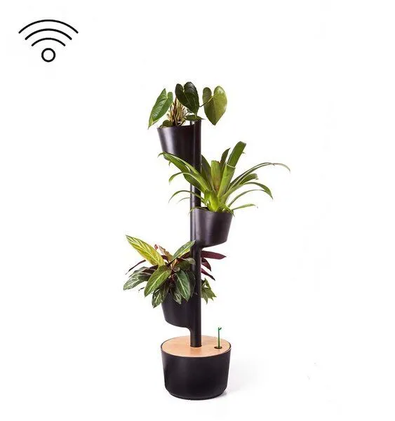 CitySens CitySens Vertikaler Blumentopf mit Wifi-Selbstbewässerung 3 Blumentöpfe, Schwarz, – Produktbild 2 von 4