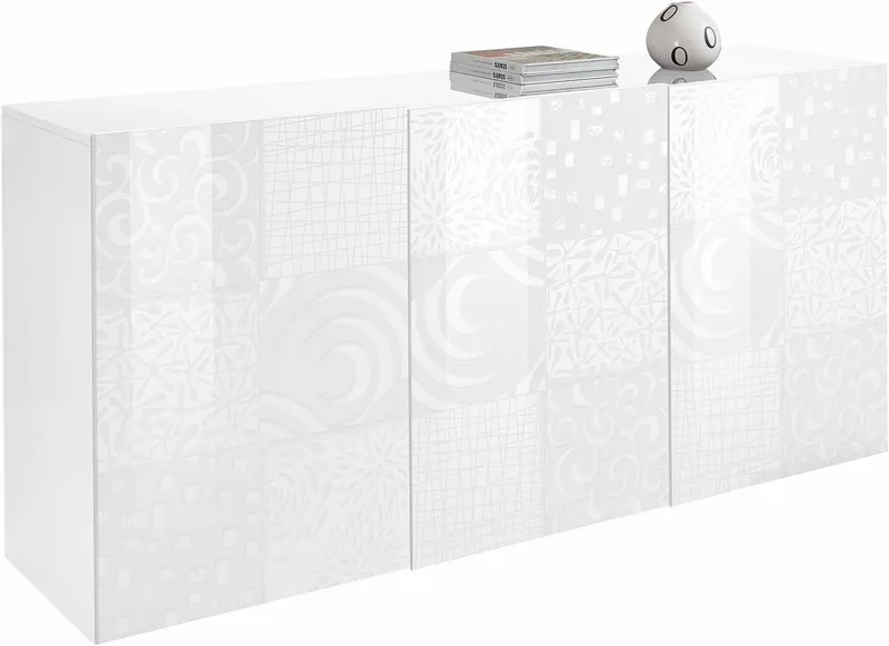 Home affaire Sideboard Miro, Breite 181 cm mit dekorativem Siebdruck, Weiß, – Produktbild 1 von 5