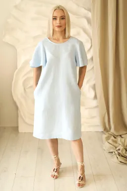 Amber Linen Amber Linen Damen vegan Kleid Capri Himmelblau – Produktbild 1 von 1
