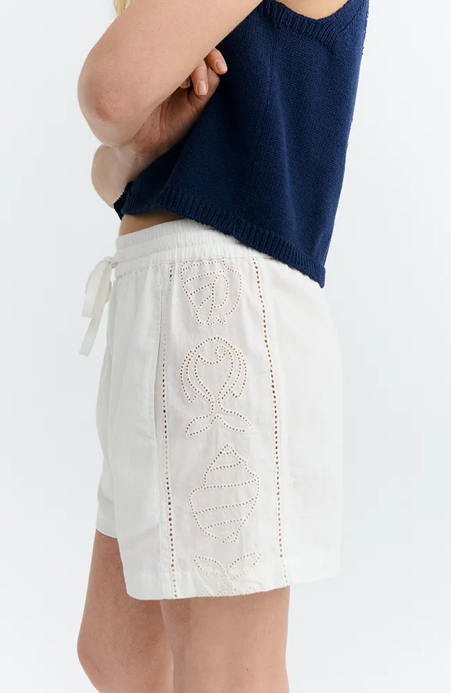 thinking mu Thinking MU Damen vegan Shorts Geranio Bestickt Weiß, Weiß, – Produktbild 2 von 2