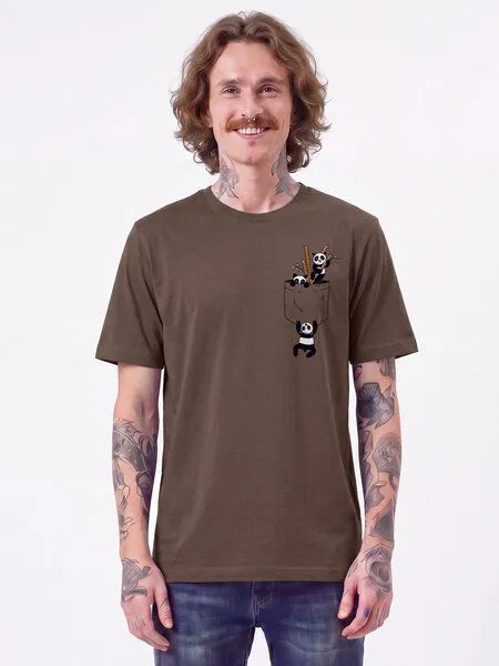 watapparel watapparel T-Shirt Unisex Pocket Pandas, Mocha, – Produktbild 2 von 2