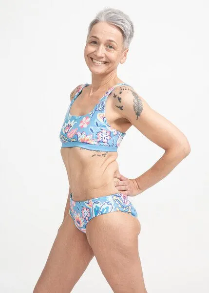boochen boochen Bikini Slip Caparica - wendbares Surf Bikini-Unterteil - Prints, Summer floral (hellblau), – Produktbild 3 von 4
