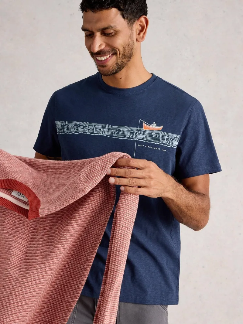 White Stuff T-Shirt Abersoch mit Angler-Motiv - XL/R, Marine print, – Produktbild 3 von 4