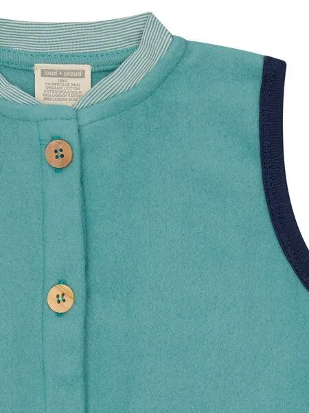 loud + proud loud + proud Babys & Kinder Weste aus Baumwoll-Fleece, GOTS-zertifiziert, Oregano(grün), – Produktbild 4 von 6