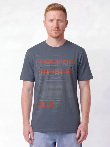 watapparel watapparel T-Shirt Unisex Technoworld, Blue grey, – Produktbild 2 von 2