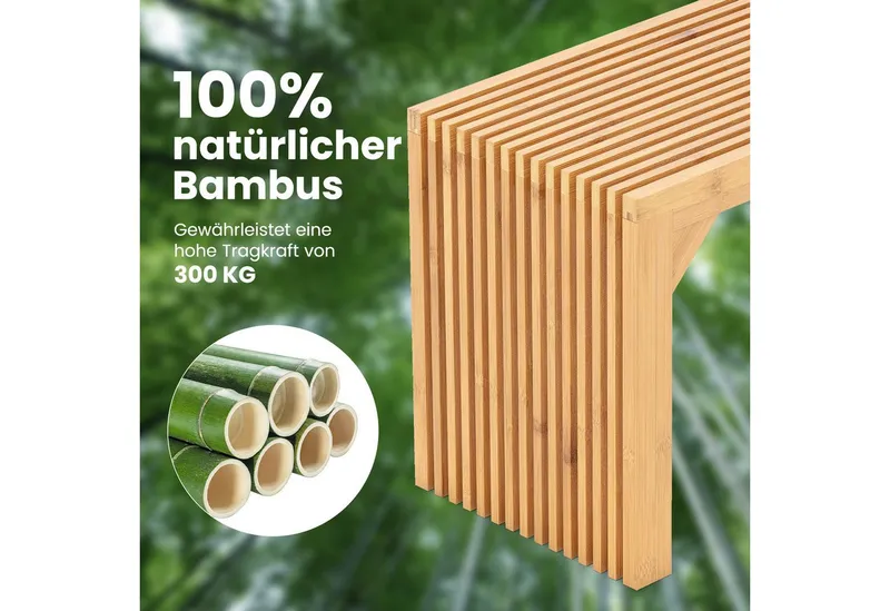 COSTWAY COSTWAY Sitzbank, Bambus 2 Personen Essbank ohne Lehne 300kg 90cm, Beige, – Produktbild 5 von 5