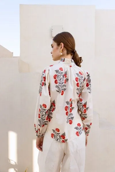 Haus of Namaste Haus of Namaste Damen Bluse „Mira Shirt " handbedruckt aus 100% Bio-Baumwolle mit floralem Muster. – Produktbild 4 von 5