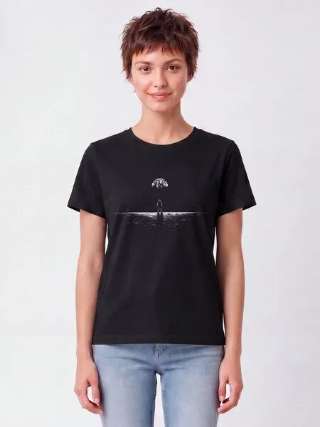 watapparel watapparel T-Shirt Frauen Lost in space, Black, – Produktbild 2 von 2