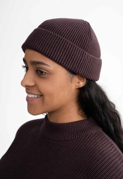 MELA MELA Kurze Rippstrick Mütze RAFI, Dunkelbraun, – Produktbild 2 von 4