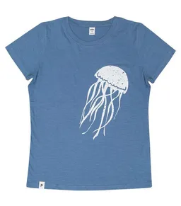 päfjes päfjes Qualle Jellyfish - Frauen T-Shirt - Fair gehandelt aus Baumwolle Bio - Slub Blau – Produktbild 1 von 1