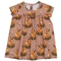 Walkiddy Kinderkleid GOTS zertifiziert, rosa, Hasen-Allover „Pretty Bunnies“, Kurzarm, weich – Walkiddy – Produktbild 1 von 1