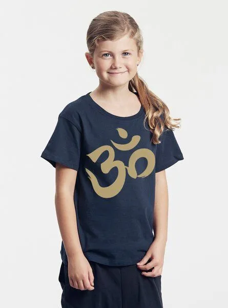 Peaces.bio - handbedruckte Biomode Peaces.bio - handbedruckte Biomode Bio-Kinder T-Shirt Om, Blau, – Produktbild 2 von 2