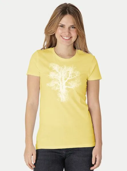 Peaces.bio - handbedruckte Biomode Peaces.bio - handbedruckte Biomode Damen Biobaumwoll T-Shirt Chestnut, Hellgelb, – Produktbild 2 von 3
