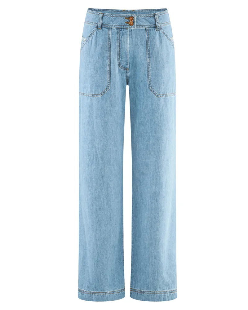 HempAge Hempage Damen vegan Jeans Mit Geradem Bein Aquablau, Blau, – Produktbild 1 von 2