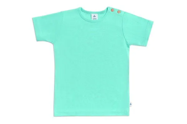 Leela Cotton Leela Cotton Kinder Kurzarmshirt Bio-Baumwolle, Türkis, – Produktbild 2 von 4
