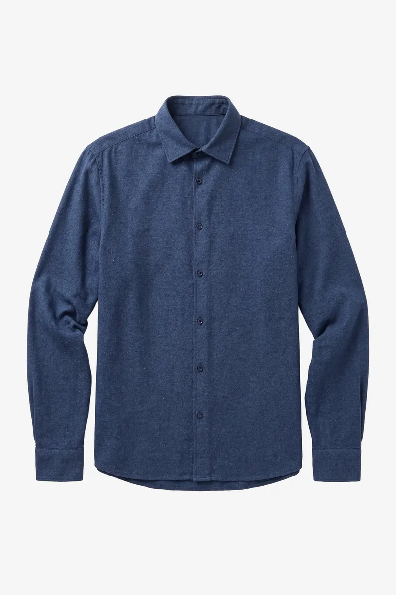 KnowledgeCotton Apparel KnowledgeCotton Apparel Herren vegan Hemd Dune Regular Flannel Von Vintage Indigo, Blau, – Produktbild 1 von 2