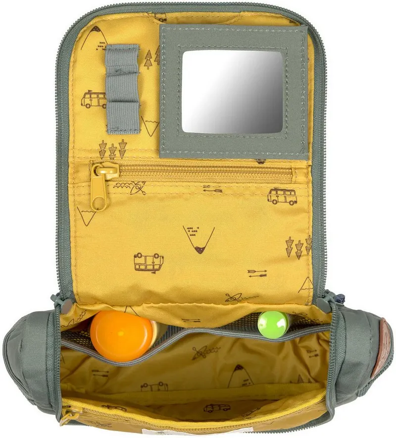 Lässig Lässig Kulturbeutel Adventure, Bus, Mini Washbag, PETA-approved vegan, Grau|grün, – Produktbild 3 von 5