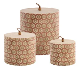 Chic Antique Holzkiste Chic Antique 3er Schachtel Set Box Kiste Rund mit Deckel Bambus – Produktbild 1 von 1