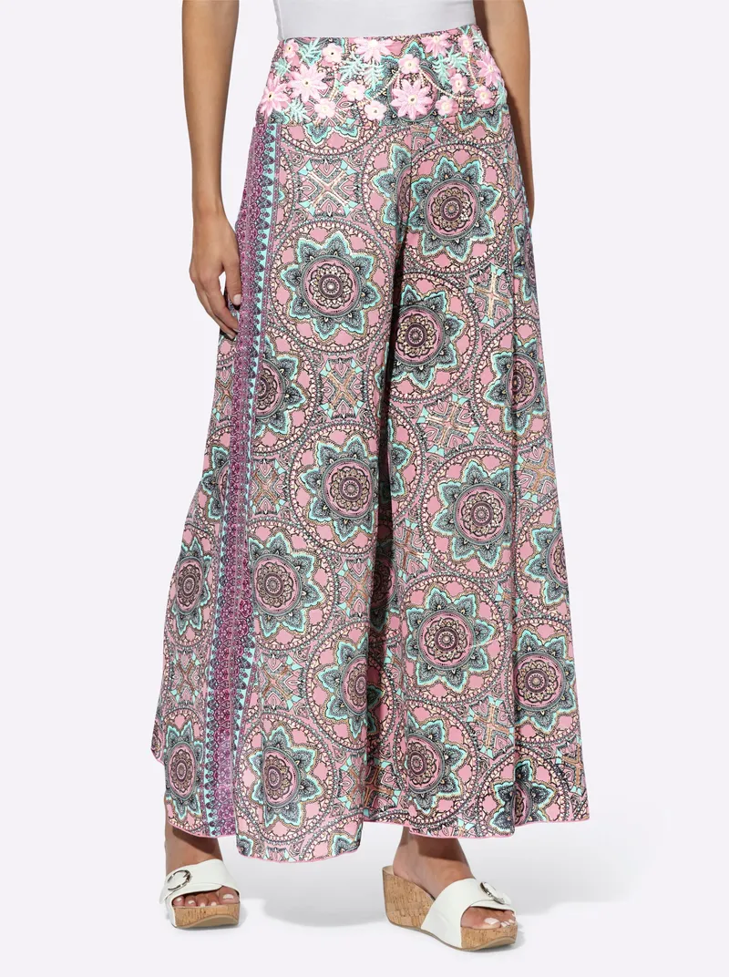 heine Hose rosenholz-blaugrün-bedruckt, Rosenholz-blaugrün-bedruckt, – Produktbild 1 von 3