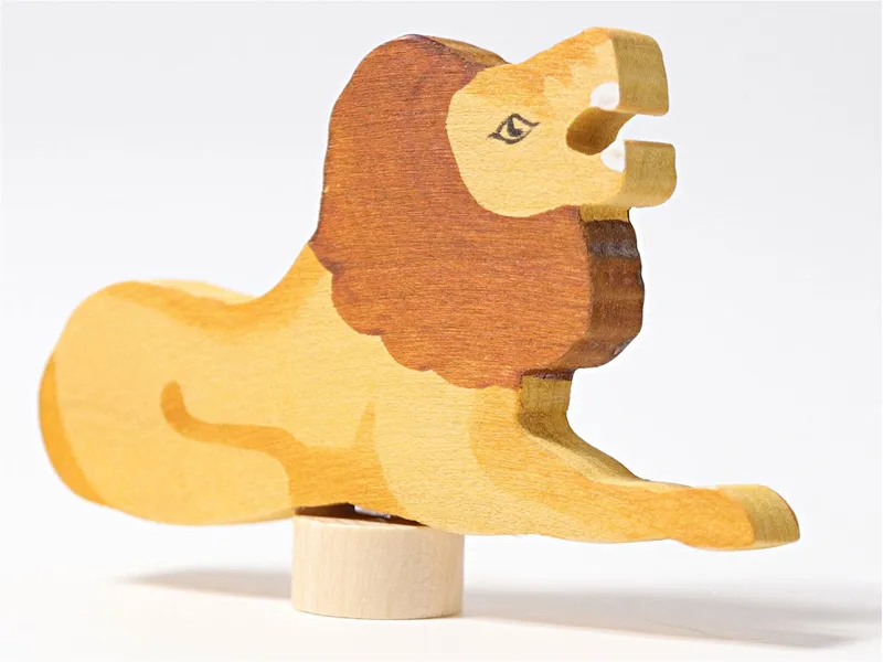 Grimms Grimms Löwe Steckfigur aus Lindenholz, bunt lasiert Höhe 5,5 cm, Natur, braun, mehrfarbig, – Produktbild 2 von 2