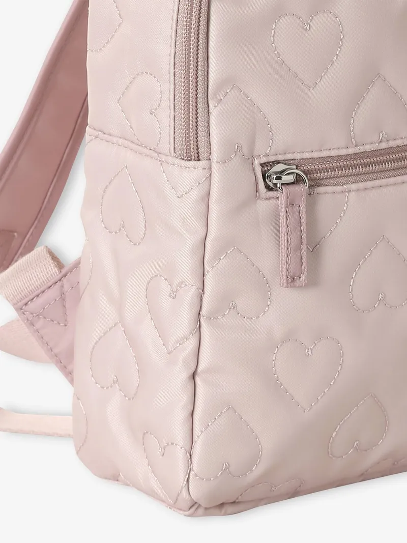 Vertbaudet Mädchen Rucksack mit Stepp-Herzen für Kita & Grundschule pudrig, Pudrig rosa, – Produktbild 3 von 4