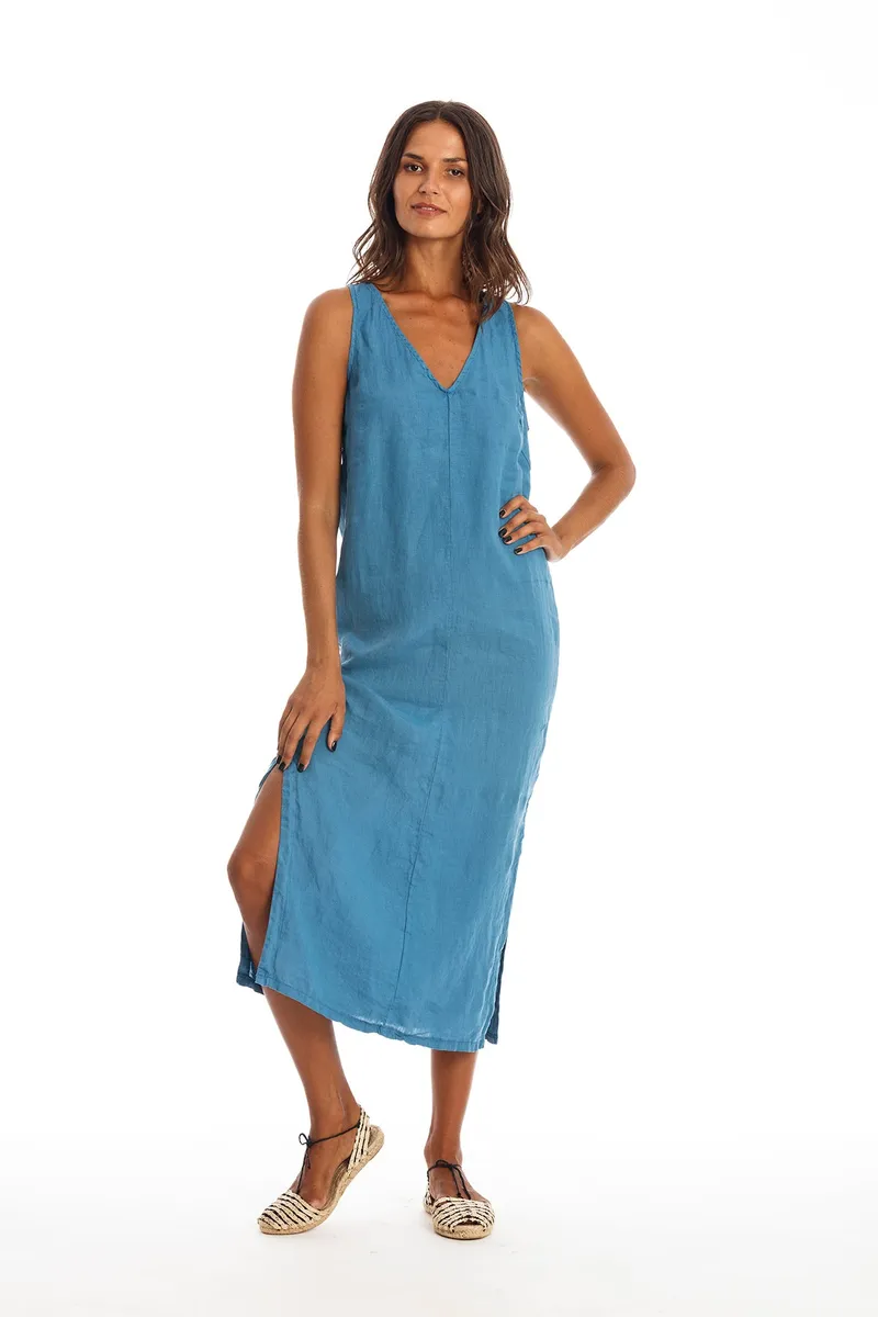 RAVENS VIEW IBIZA RAVENS VIEW IBIZA Damen vegan Kleid Winona Maui Blau, Blau, – Produktbild 1 von 2