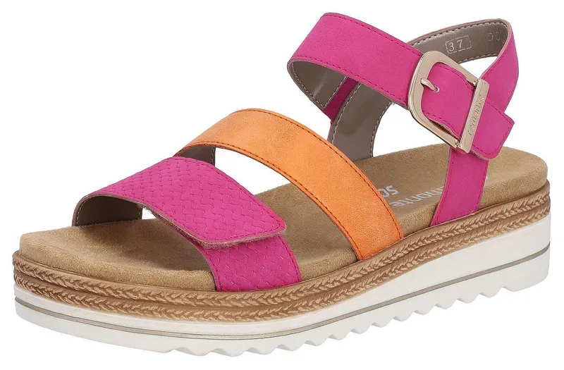 Remonte Remonte Keilsandalette Keilabsatz, Sommerschuh, Sandale in veganer Verarbeitung, Orange|rosa, – Produktbild 2 von 5