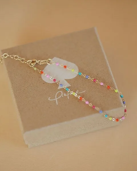 pikfine pikfine Buntes Perlenarmband Lumi, Silber, – Produktbild 2 von 4