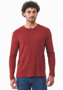 ORGANICATION ORGANICATION Geripptes Henley Langarmshirt aus Bio-Baumwolle – Produktbild 1 von 1