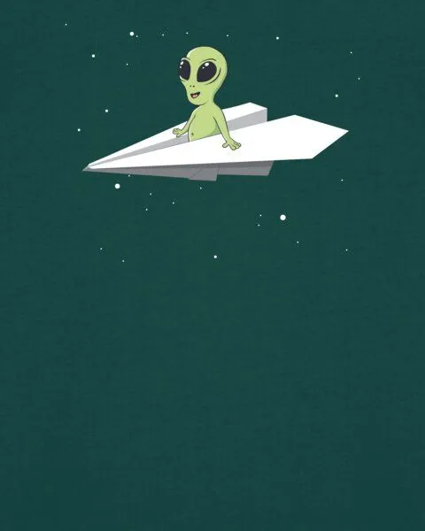 watapparel watapparel T-Shirt Unisex Alien on a paper plane, Glazed green, – Produktbild 3 von 3