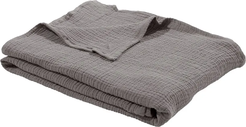 Wohndecke HEVIN, Musselin, 100% Baumwolle, Topseller!, LeGer Home by Lena Gercke, Tagesdecke im Baumwoll-Crinkle-Effekt, Musselin, leichte Kuscheldecke, Grau, – Produktbild 2 von 8