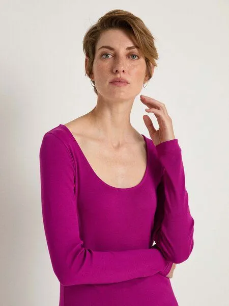 LANIUS LANIUS Langarmshirt aus Bio-Baumwolle, Plum, – Produktbild 3 von 4
