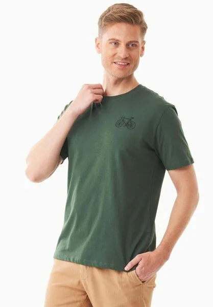 ORGANICATION ORGANICATION T-Shirt aus Bio-Baumwolle mit Fahrrad-Print, Dark olive, – Produktbild 4 von 4